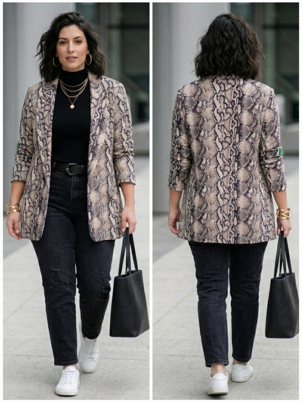 Joseph Ribkoff 16 Modern Contemporary Mobwife Snakeprint Silky Knit Open Blazer